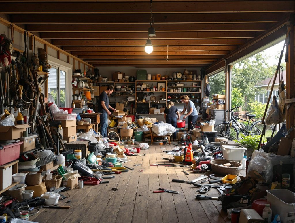 Débarras d'un garage après rénovation